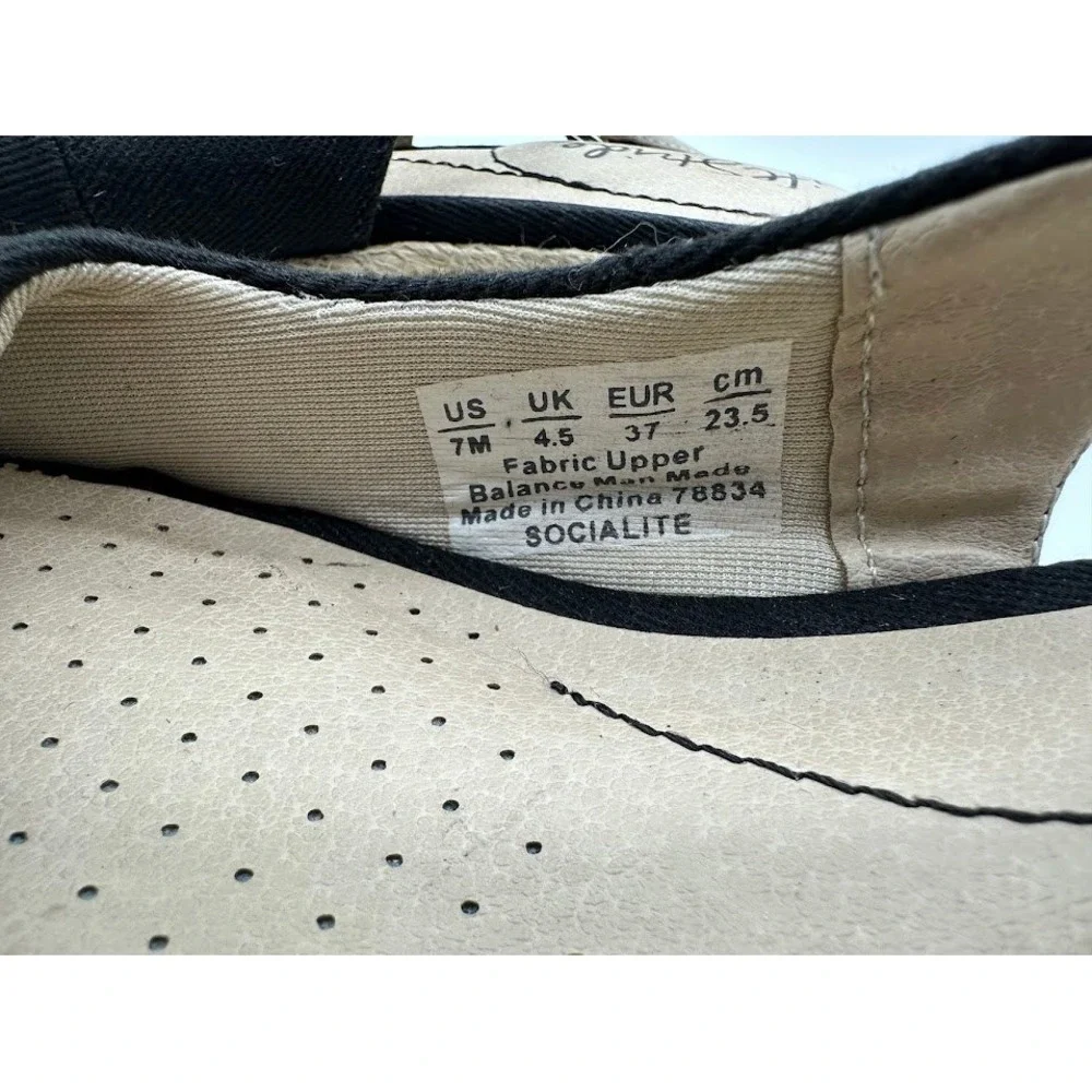 LifeStride‎ Socialite Women Black Fabric Espadrille Wedge Slingback Sandals 7M